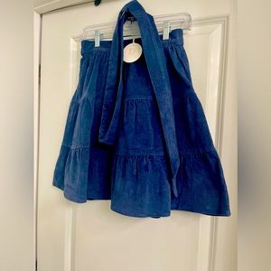 Victoria Dunn Designs Rich Navy Corduroy Skirt with Sash